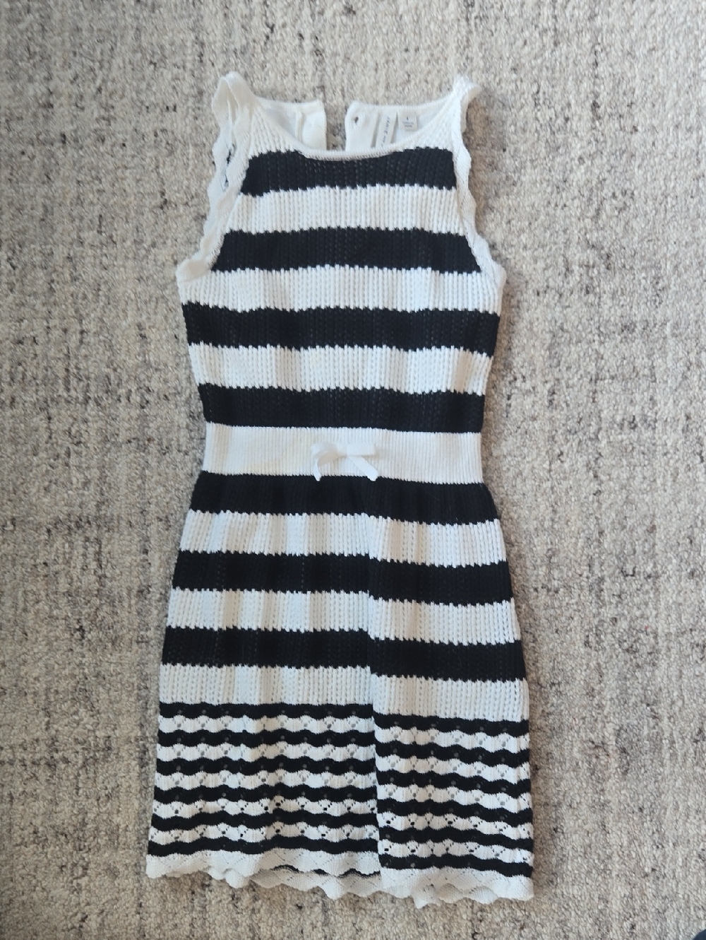Janie and Jack Black & White Striped Knit Mini Dress